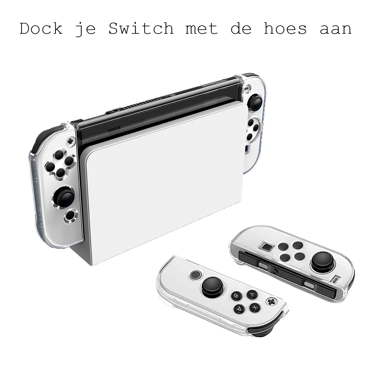 BASEY. Hoesje Geschikt voor Nintendo Switch OLED Case Hoes Hard Cover Schokbestendig - Bescherm Case Geschikt voor Nintendo Switch OLED Hoes - Transparant