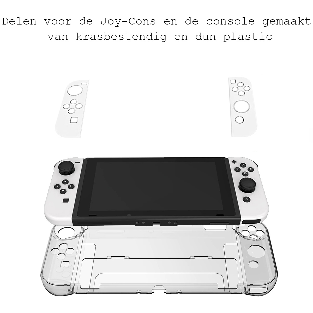 BASEY. Hoesje Geschikt voor Nintendo Switch OLED Case Hoes Hard Cover Schokbestendig - Bescherm Case Geschikt voor Nintendo Switch OLED Hoes - Transparant