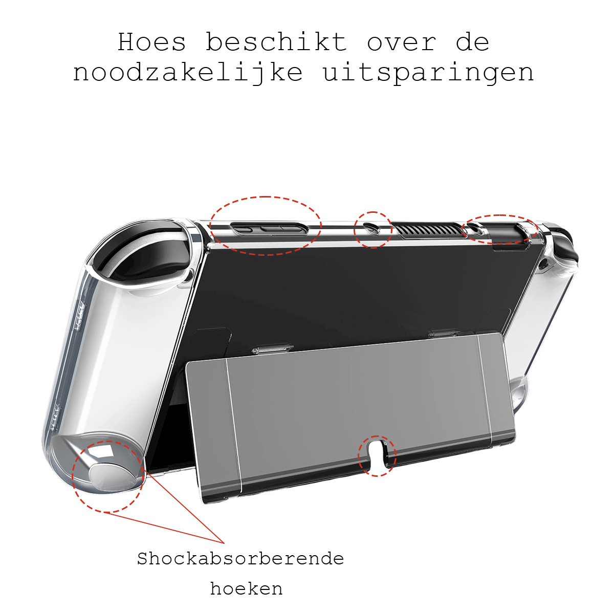 BASEY. Hoesje Geschikt voor Nintendo Switch OLED Case Hoes Hard Cover Schokbestendig - Bescherm Case Geschikt voor Nintendo Switch OLED Hoes - Transparant
