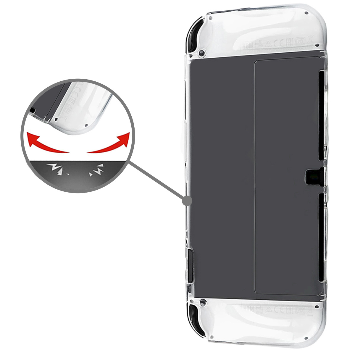 Nomfy Hoesje Geschikt voor Nintendo Switch OLED Hoes Bescherm Case Hardcover Shockproof - Hoes Geschikt voor Nintendo Switch OLED Case - Transparant