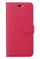 BASEY. Hoes Geschikt voor iPhone 14 Hoesje Bookcase Hoes Flip Case Book Cover Met Screenprotector - Hoesje Geschikt voor iPhone 14 Hoes Book Case Hoesje - Donkerroze