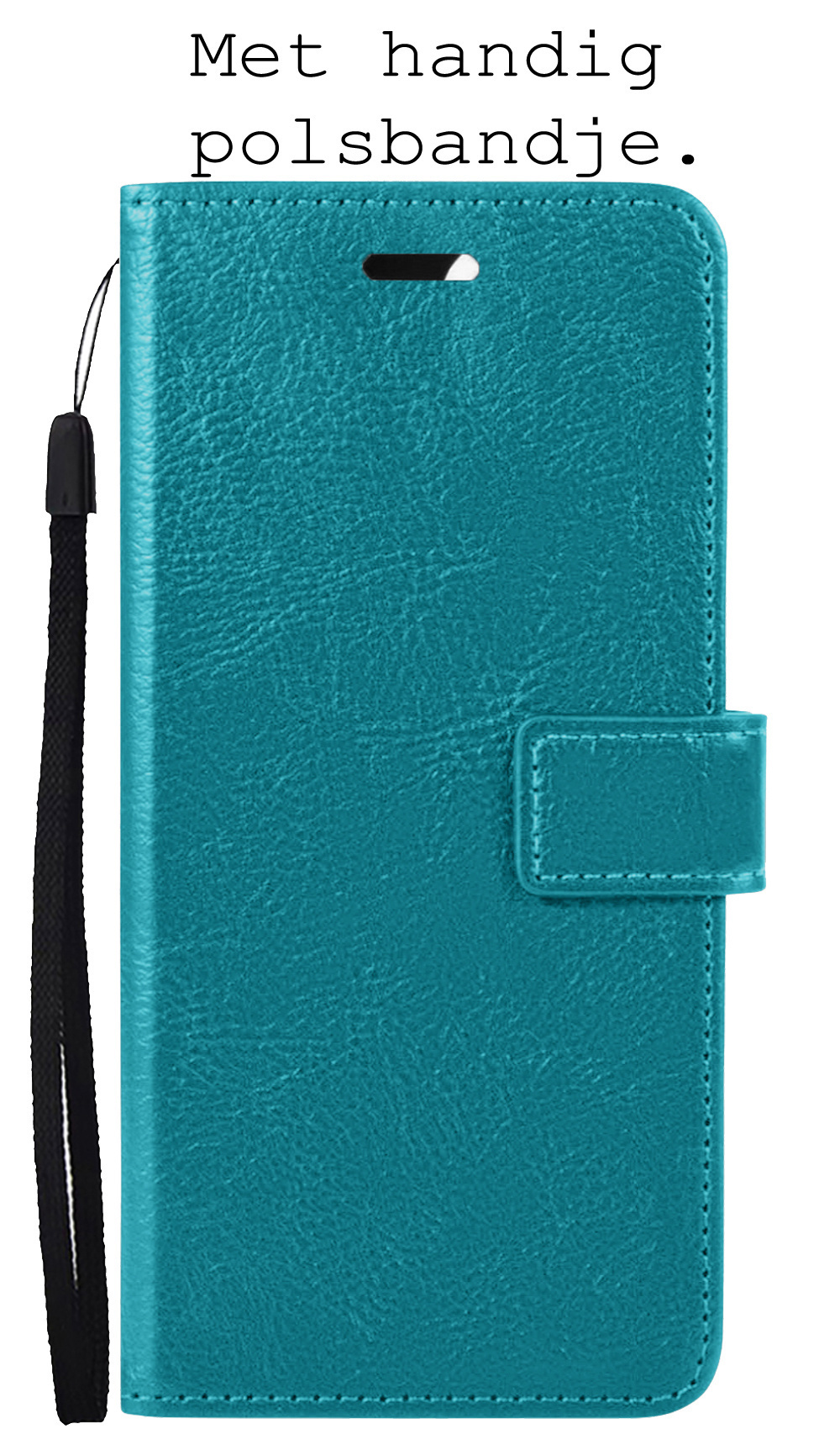 BASEY. Hoes Geschikt voor iPhone 14 Hoesje Bookcase Hoes Flip Case Book Cover Met Screenprotector - Hoesje Geschikt voor iPhone 14 Hoes Book Case Hoesje - Turquoise