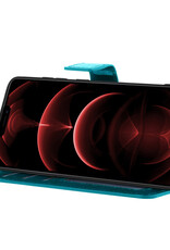 Nomfy Hoesje Geschikt voor iPhone 14 Hoes Bookcase Flipcase Book Cover Met 2x Screenprotector - Hoes Geschikt voor iPhone 14 Hoesje Book Case - Turquoise