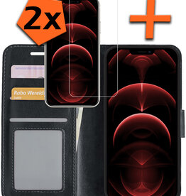 Nomfy Nomfy iPhone 14 Hoesje Bookcase Met 2x Screenprotector - Zwart
