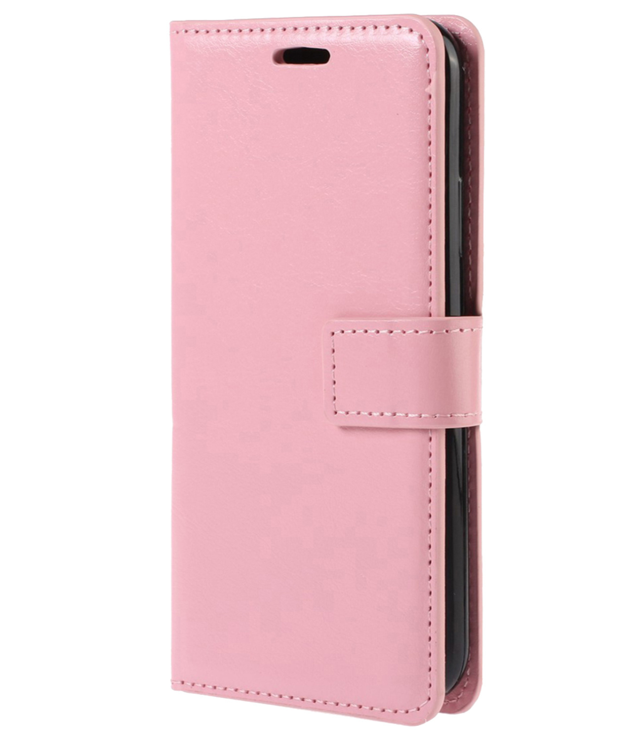 BASEY. Hoes Geschikt voor iPhone 14 Plus Hoesje Bookcase Hoes Flip Case Book Cover Met 2x Screenprotector - Hoesje Geschikt voor iPhone 14 Plus Hoes Book Case Hoesje - Lichtroze