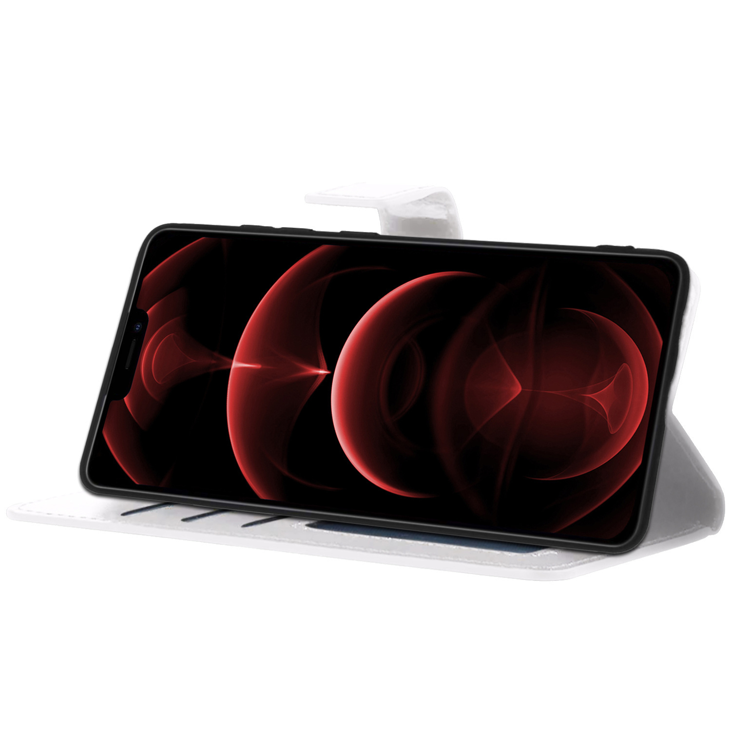 Nomfy Hoesje Geschikt voor iPhone 14 Plus Hoes Bookcase Flipcase Book Cover Met 2x Screenprotector - Hoes Geschikt voor iPhone 14 Plus Hoesje Book Case - Wit