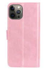 BASEY. Hoes Geschikt voor iPhone 14 Pro Hoesje Bookcase Hoes Flip Case Book Cover Met Screenprotector - Hoesje Geschikt voor iPhone 14 Pro Hoes Book Case Hoesje - Lichtroze