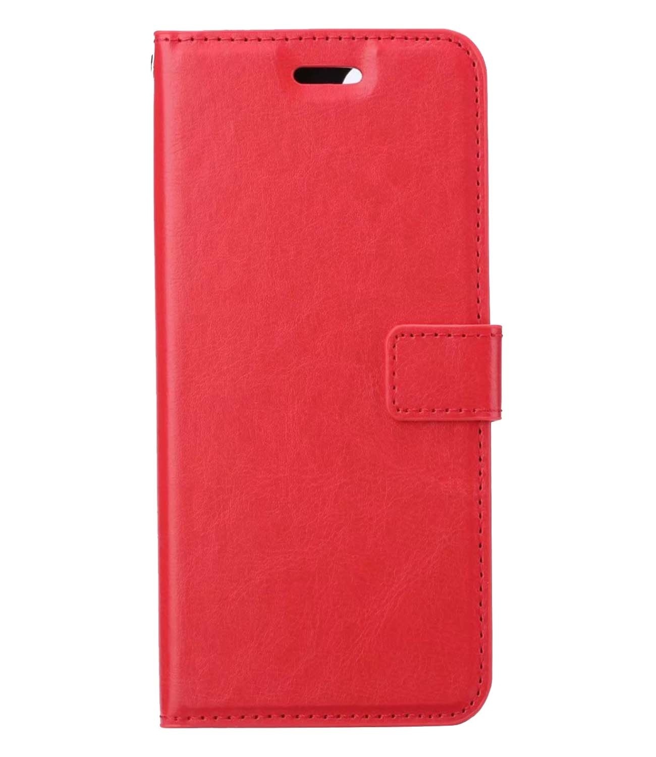 BASEY. Hoes Geschikt voor iPhone 14 Pro Hoesje Bookcase Hoes Flip Case Book Cover Met Screenprotector - Hoesje Geschikt voor iPhone 14 Pro Hoes Book Case Hoesje - Rood