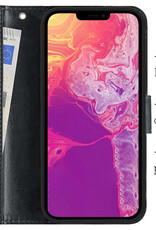BASEY. Hoes Geschikt voor iPhone 14 Pro Hoesje Bookcase Hoes Flip Case Book Cover Met 2x Screenprotector - Hoesje Geschikt voor iPhone 14 Pro Hoes Book Case Hoesje - Zwart