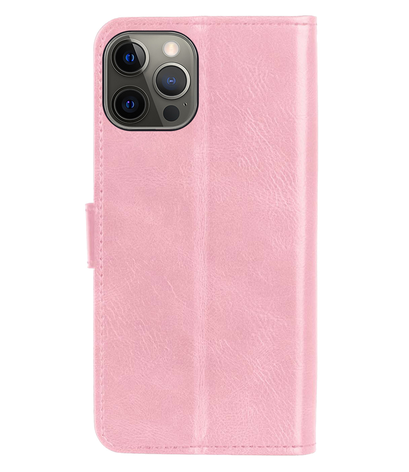 NoXx Hoes Geschikt voor iPhone 14 Pro Hoesje Book Case Hoes Flip Cover Wallet Bookcase Met Screenprotector - Lichtroze