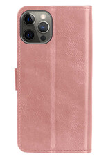 BASEY. Hoes Geschikt voor iPhone 14 Pro Max Hoesje Bookcase Hoes Flip Case Book Cover Met Screenprotector - Hoesje Geschikt voor iPhone 14 Pro Max Hoes Book Case Hoesje - Rosé goud