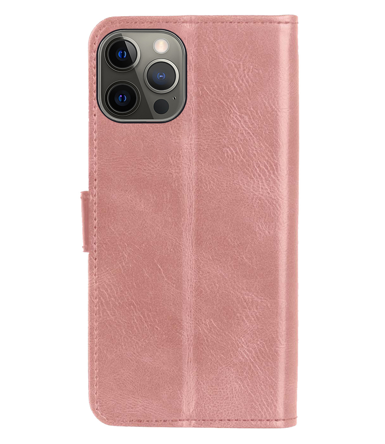 BASEY. Hoes Geschikt voor iPhone 14 Pro Max Hoesje Bookcase Hoes Flip Case Book Cover Met Screenprotector - Hoesje Geschikt voor iPhone 14 Pro Max Hoes Book Case Hoesje - Rosé goud