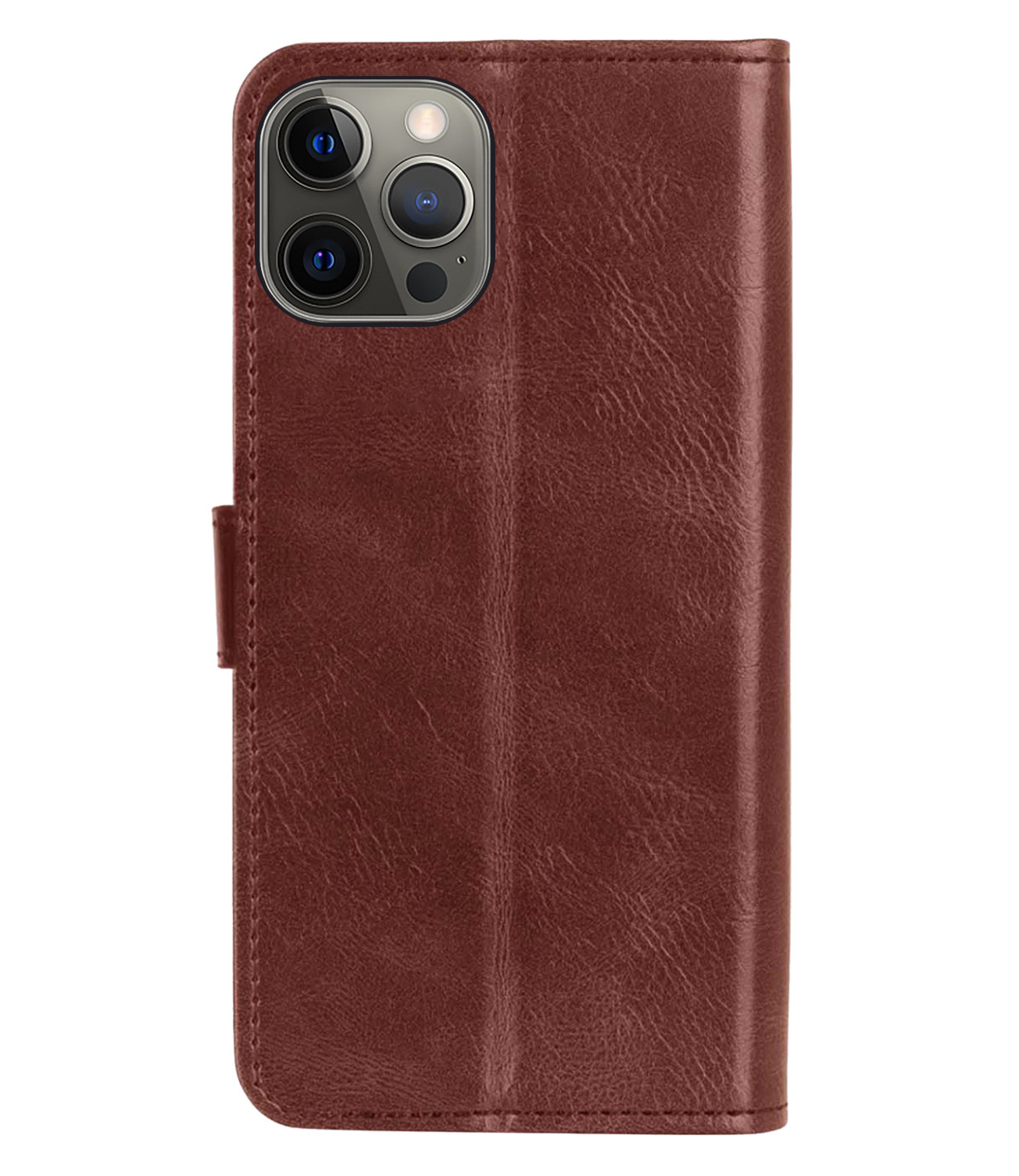 BASEY. Hoes Geschikt voor iPhone 14 Pro Max Hoesje Bookcase Hoes Flip Case Book Cover Met 2x Screenprotector - Hoesje Geschikt voor iPhone 14 Pro Max Hoes Book Case Hoesje - Bruin