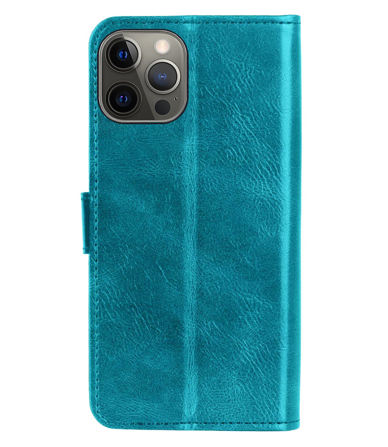BASEY. Hoes Geschikt voor iPhone 14 Pro Max Hoesje Bookcase Hoes Flip Case Book Cover Met 2x Screenprotector - Hoesje Geschikt voor iPhone 14 Pro Max Hoes Book Case Hoesje - Turquoise