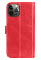 NoXx Hoes Geschikt voor iPhone 14 Pro Max Hoesje Book Case Hoes Flip Cover Wallet Bookcase Met 2x Screenprotector - Rood