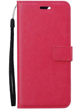 Nomfy Hoes voor iPhone 14 Pro Max Hoesje Book Case Hoes Flip Cover Bookcase 2x Met Screenprotector - Donker Roze