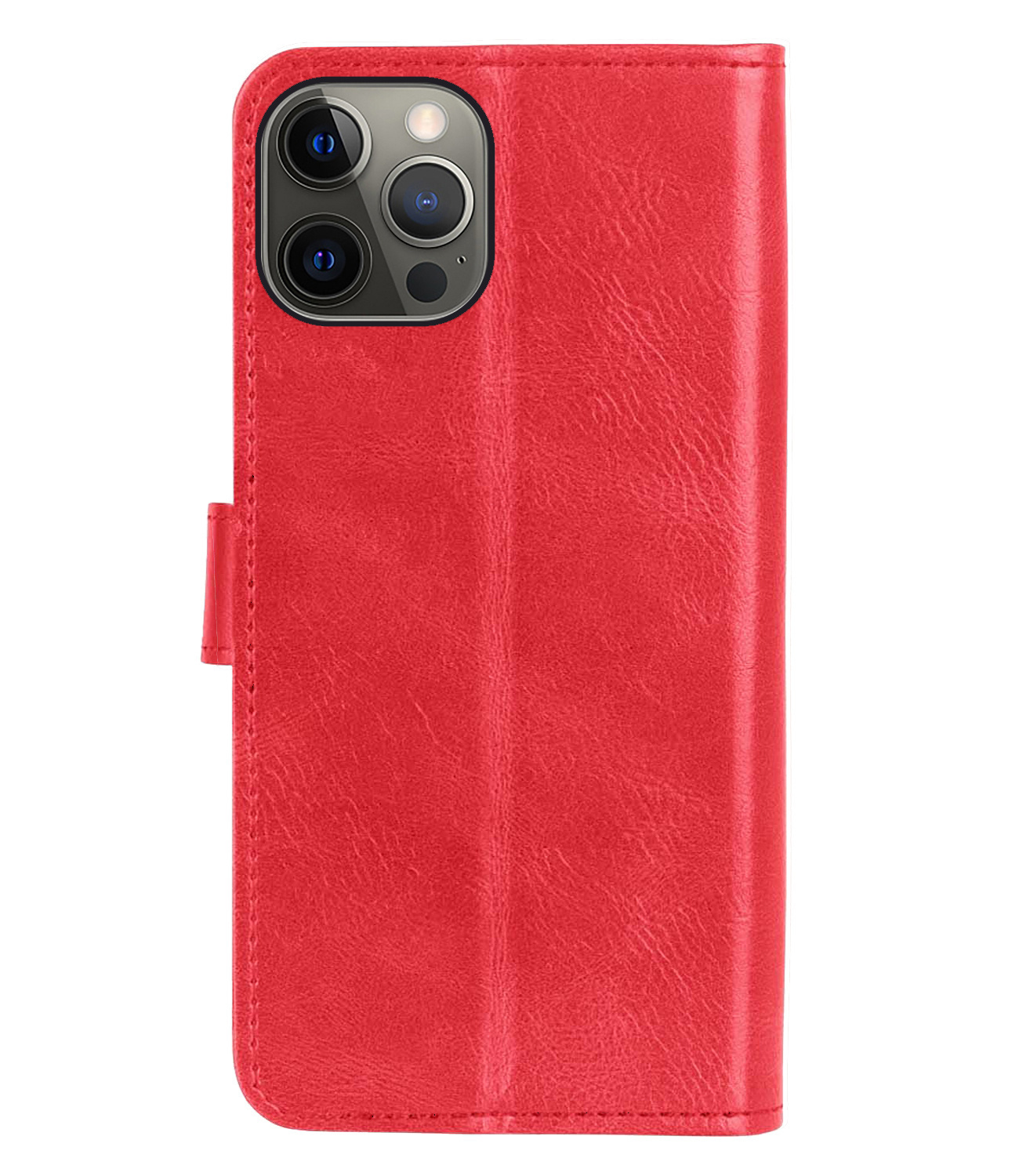 Nomfy Hoes voor iPhone 14 Pro Max Hoesje Book Case Hoes Flip Cover Bookcase 2x Met Screenprotector - Rood