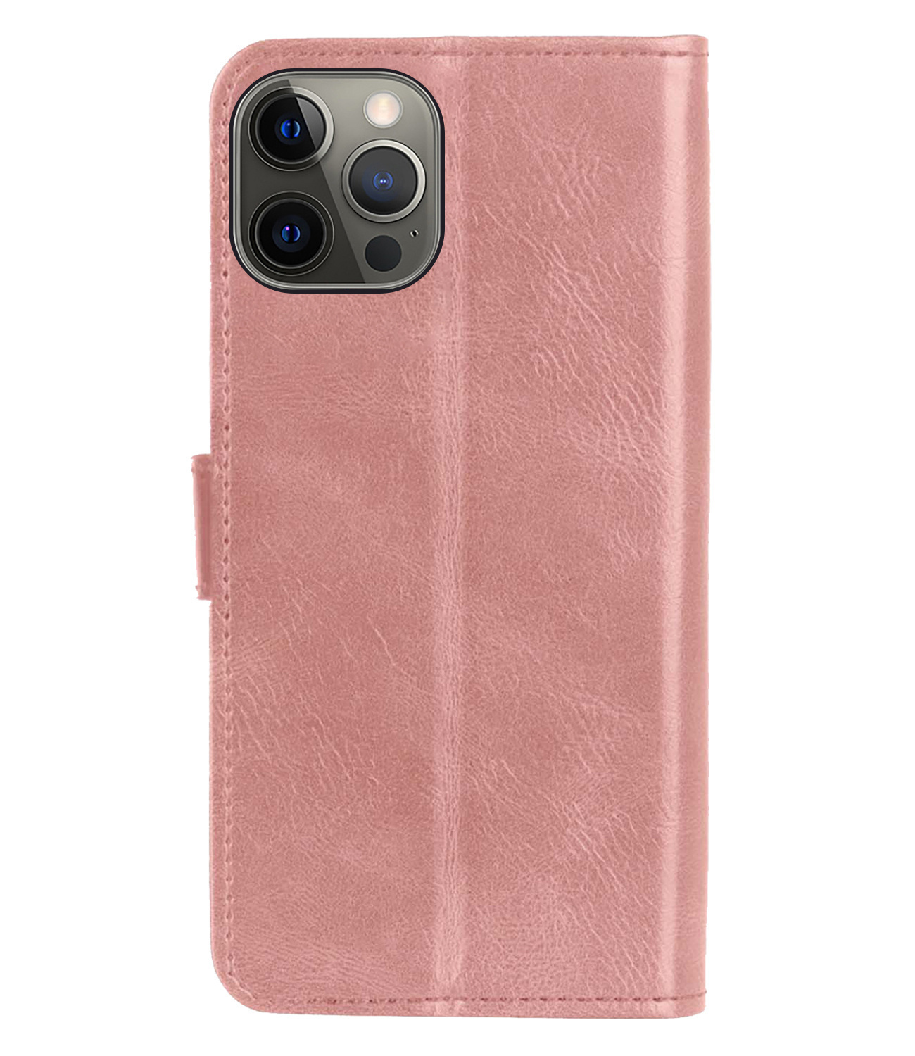 Nomfy Hoes voor iPhone 14 Pro Max Hoesje Book Case Hoes Flip Cover Bookcase 2x Met Screenprotector - Rose Goud