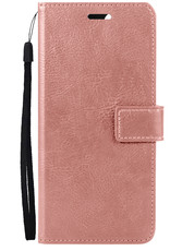 Nomfy Hoesje Geschikt voor iPhone 14 Pro Max Hoes Bookcase Flipcase Book Cover Met 2x Screenprotector - Hoes Geschikt voor iPhone 14 Pro Max Hoesje Book Case - Rosé goud