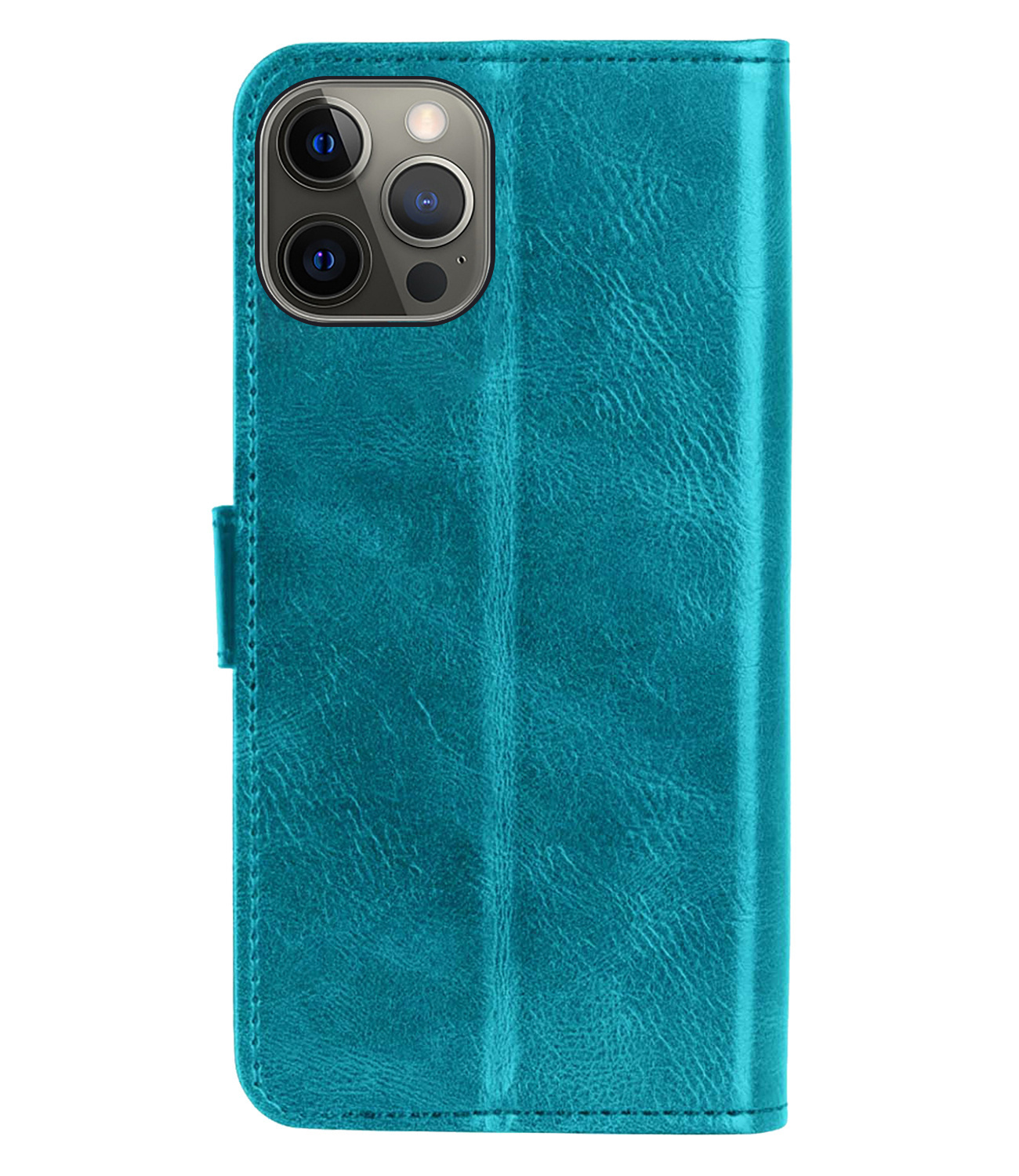 Nomfy Hoes voor iPhone 14 Pro Max Hoesje Book Case Hoes Flip Cover Bookcase 2x Met Screenprotector - Turquoise