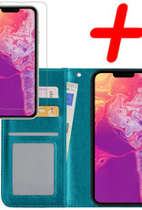 BASEY. Hoes Geschikt voor iPhone 14 Hoesje Bookcase Hoes Flip Case Book Cover Met Screenprotector - Hoesje Geschikt voor iPhone 14 Hoes Book Case Hoesje - Turquoise