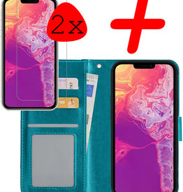 BASEY. BASEY. iPhone 14 Hoesje Bookcase Met 2x Screenprotector - Turquoise