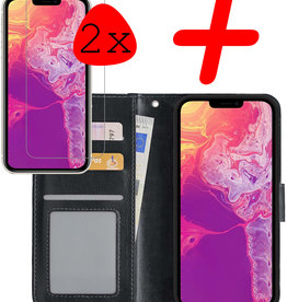 BASEY. BASEY. iPhone 14 Hoesje Bookcase Met 2x Screenprotector - Zwart