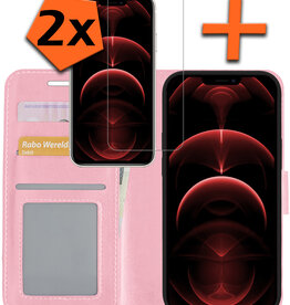 Nomfy Nomfy iPhone 14 Hoesje Bookcase Met 2x Screenprotector - Lichtroze