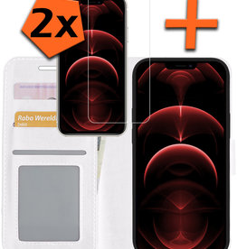 Nomfy Nomfy iPhone 14 Pro Max Hoesje Bookcase Met 2x Screenprotector - Wit