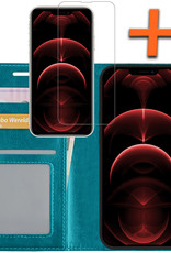 Nomfy Hoesje Geschikt voor iPhone 14 Pro Max Hoes Bookcase Flipcase Book Cover Met Screenprotector - Hoes Geschikt voor iPhone 14 Pro Max Hoesje Book Case - Turquoise