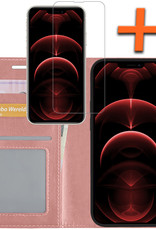 Nomfy Hoes voor iPhone 14 Pro Max Hoesje Book Case Hoes Flip Cover Bookcase Met Screenprotector - Rose Goud
