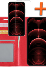 Nomfy Hoesje Geschikt voor iPhone 14 Pro Max Hoes Bookcase Flipcase Book Cover Met Screenprotector - Hoes Geschikt voor iPhone 14 Pro Max Hoesje Book Case - Rood