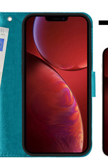 NoXx Hoes Geschikt voor iPhone 14 Pro Max Hoesje Book Case Hoes Flip Cover Wallet Bookcase Met 2x Screenprotector - Turquoise