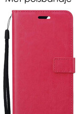 NoXx Hoes Geschikt voor iPhone 14 Pro Max Hoesje Book Case Hoes Flip Cover Wallet Bookcase Met Screenprotector - Donkerroze