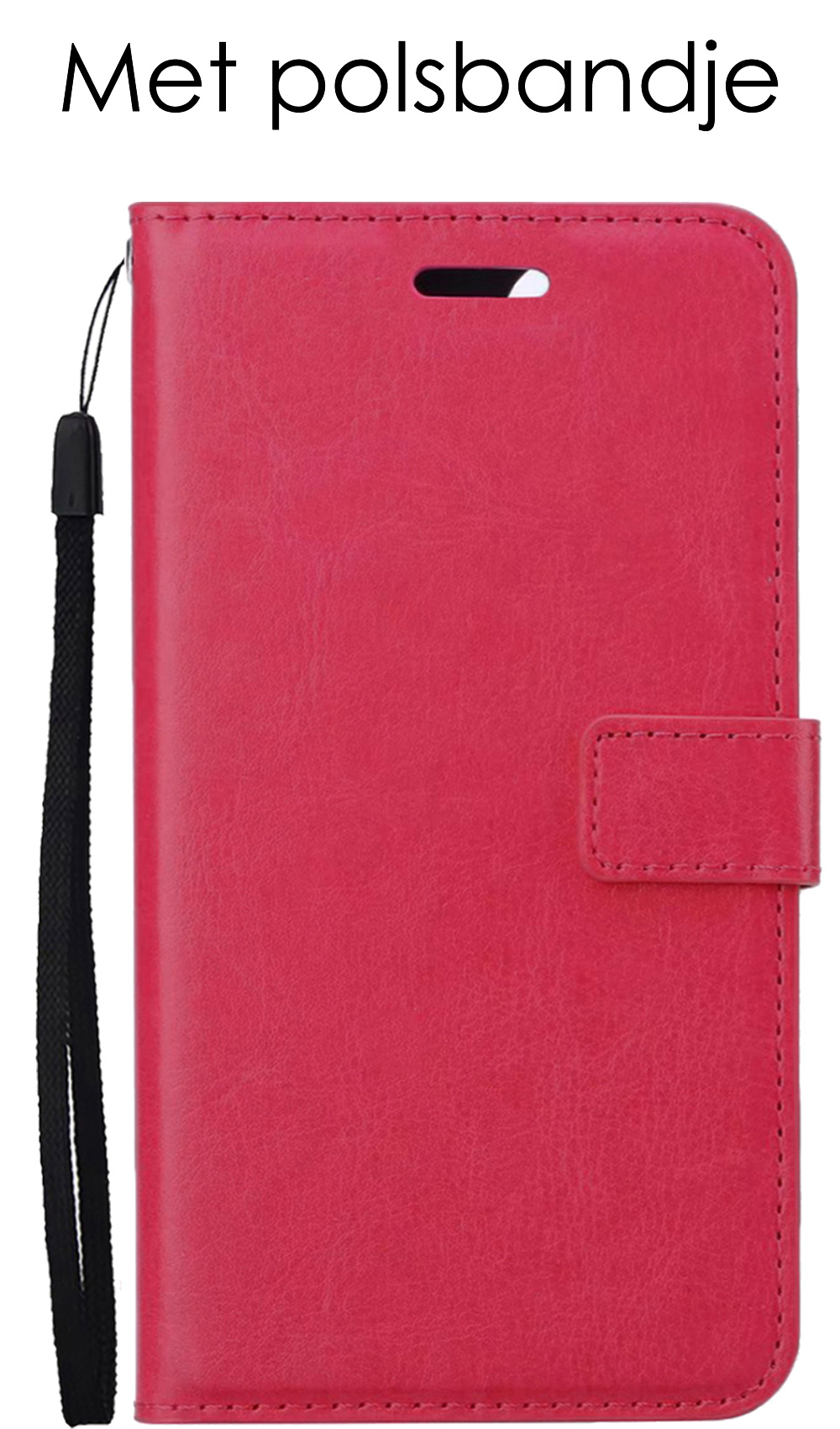 NoXx Hoes Geschikt voor iPhone 14 Pro Max Hoesje Book Case Hoes Flip Cover Wallet Bookcase Met Screenprotector - Donkerroze
