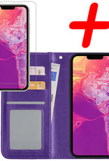 BASEY. Hoes Geschikt voor iPhone 14 Pro Max Hoesje Bookcase Hoes Flip Case Book Cover Met Screenprotector - Hoesje Geschikt voor iPhone 14 Pro Max Hoes Book Case Hoesje - Paars
