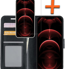 Nomfy iPhone 14 Pro Hoesje Bookcase Met Screenprotector - Zwart