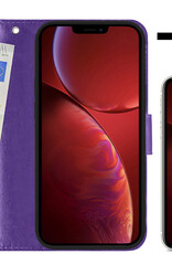 NoXx Hoes Geschikt voor iPhone 14 Pro Hoesje Book Case Hoes Flip Cover Wallet Bookcase Met 2x Screenprotector - Paars