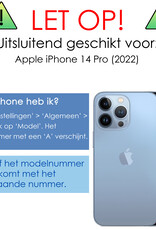 Hoes voor iPhone 14 Pro Hoes Bookcase Flipcase Book Cover Met 2x Screenprotector - Hoes voor iPhone 14 Pro Hoesje Book Case - Bruin