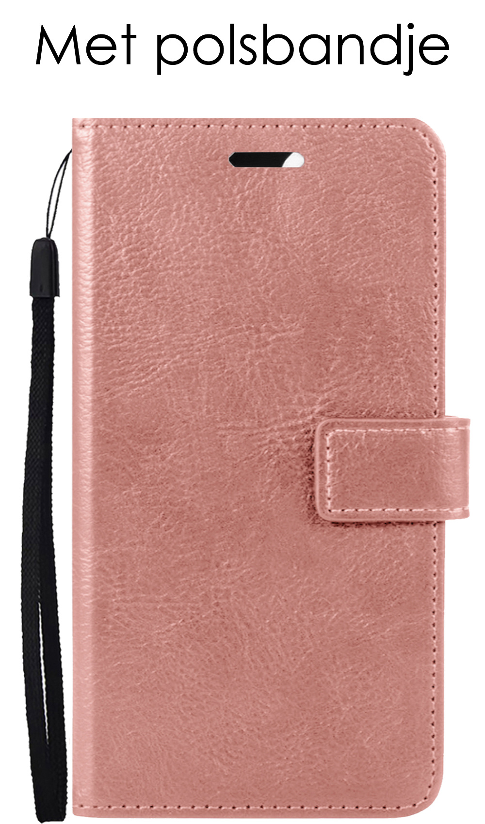NoXx Hoes Geschikt voor iPhone 14 Pro Hoesje Book Case Hoes Flip Cover Wallet Bookcase Met Screenprotector - Rosé goud