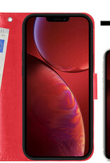 NoXx Hoes Geschikt voor iPhone 14 Pro Hoesje Book Case Hoes Flip Cover Wallet Bookcase Met Screenprotector - Rood