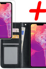 BASEY. Hoes Geschikt voor iPhone 14 Pro Hoesje Bookcase Hoes Flip Case Book Cover Met Screenprotector - Hoesje Geschikt voor iPhone 14 Pro Hoes Book Case Hoesje - Zwart