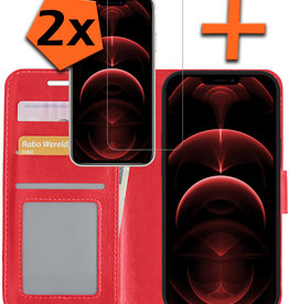 Nomfy Nomfy iPhone 14 Plus Hoesje Bookcase Met 2x Screenprotector - Rood