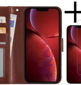 NoXx NoXx iPhone 14 Hoesje Bookcase Met 2x Screenprotector - Bruin