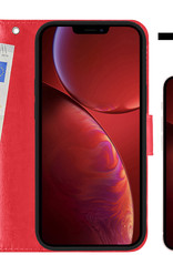 NoXx Hoes Geschikt voor iPhone 14 Hoesje Book Case Hoes Flip Cover Wallet Bookcase Met 2x Screenprotector - Rood