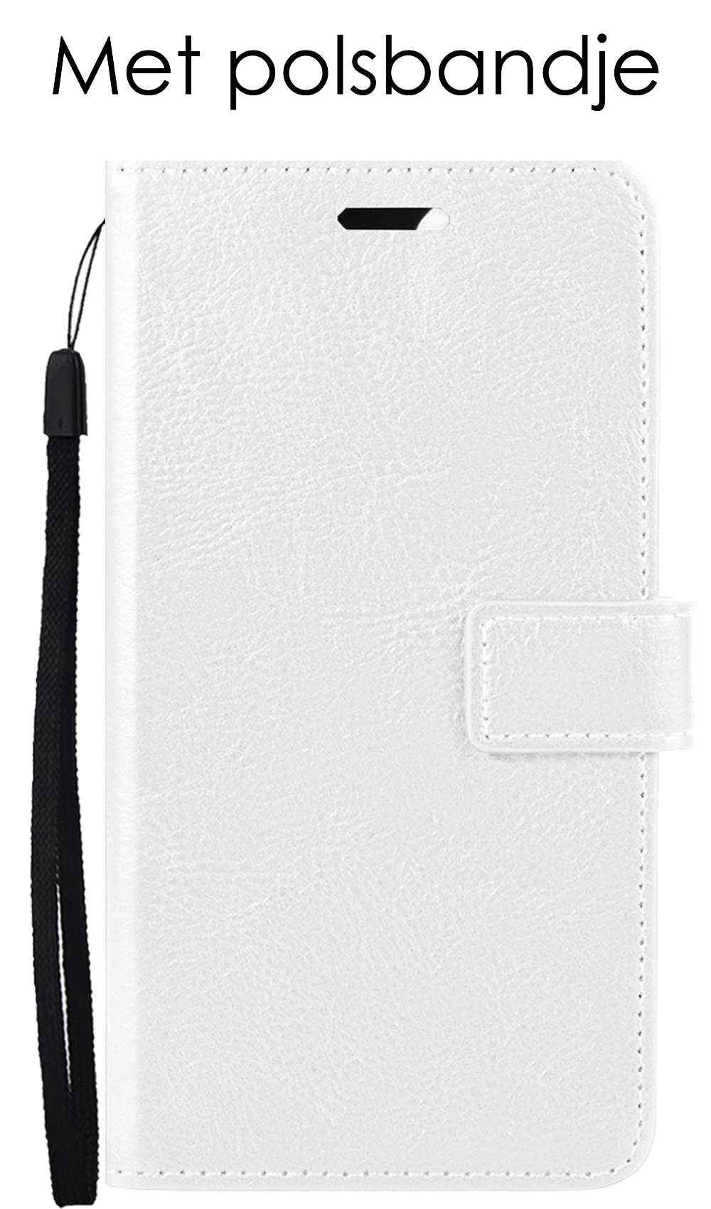NoXx Hoes Geschikt voor iPhone 14 Hoesje Book Case Hoes Flip Cover Wallet Bookcase Met 2x Screenprotector - Wit