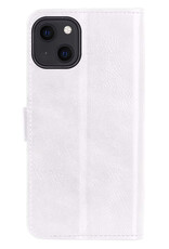 NoXx Hoes Geschikt voor iPhone 14 Hoesje Book Case Hoes Flip Cover Wallet Bookcase Met 2x Screenprotector - Wit