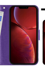 NoXx Hoes Geschikt voor iPhone 14 Plus Hoesje Book Case Hoes Flip Cover Wallet Bookcase Met 2x Screenprotector - Paars