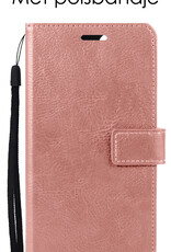 NoXx Hoes Geschikt voor iPhone 14 Plus Hoesje Book Case Hoes Flip Cover Wallet Bookcase Met Screenprotector - Rosé goud