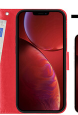 NoXx Hoes Geschikt voor iPhone 14 Plus Hoesje Book Case Hoes Flip Cover Wallet Bookcase Met Screenprotector - Rood
